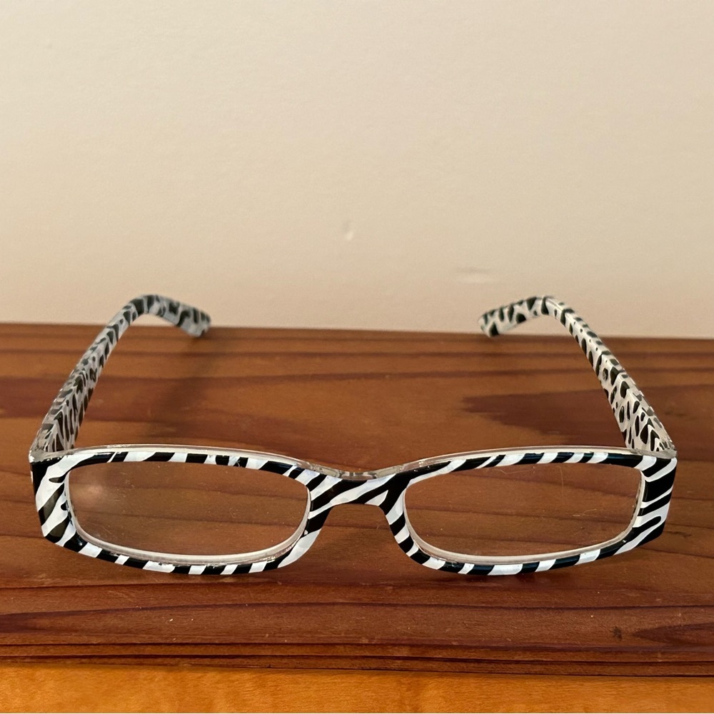 A.J. Morgan Zebra Print reading glasses. 1.75